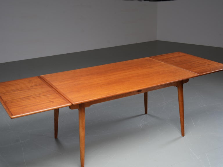 Hans Wegner Teak and Oak Dining Table 312 for Andreas Tuck, Denmark, 1960's