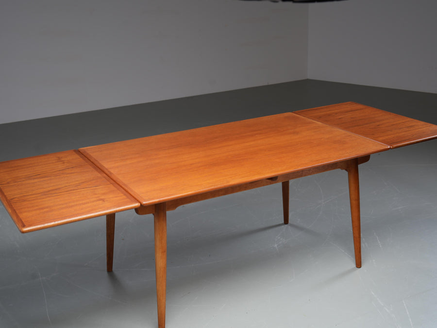 Hans Wegner Teak and Oak Dining Table 312 for Andreas Tuck, Denmark, 1960's