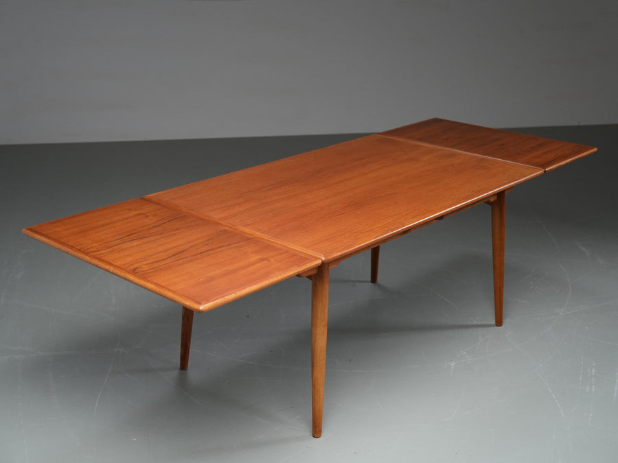 Hans Wegner Teak and Oak Dining Table 312 for Andreas Tuck, Denmark, 1960's
