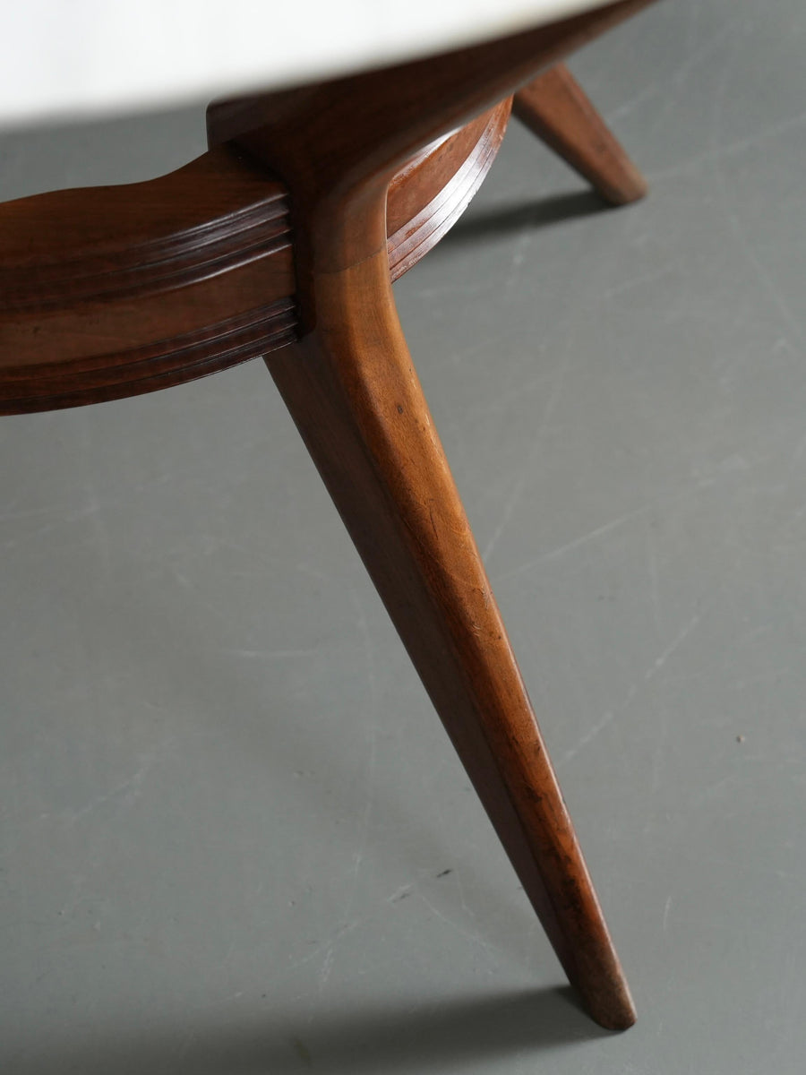 Round Dining Room Table in Walnut and Marble by Ariberto Colombo, Italy, 1950's