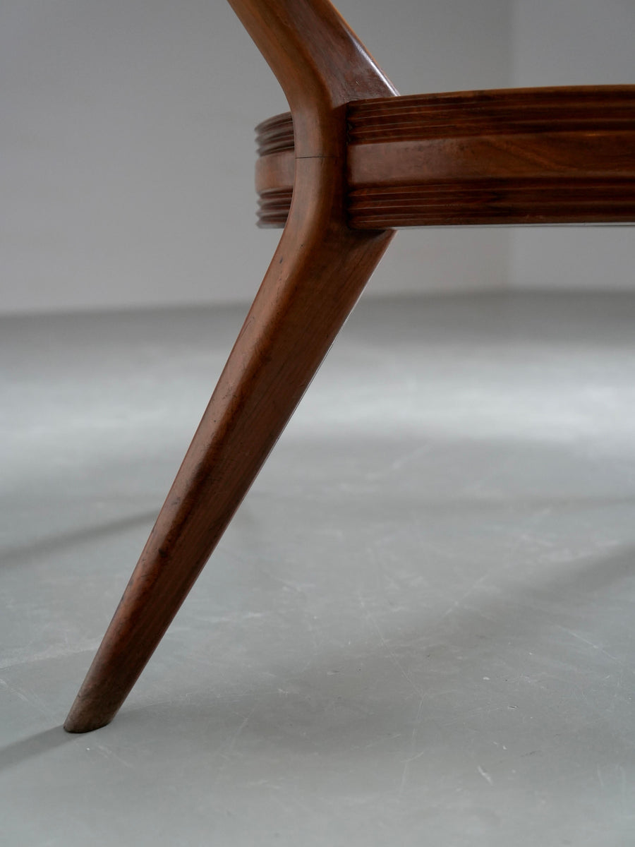 Round Dining Room Table in Walnut and Marble by Ariberto Colombo, Italy, 1950's