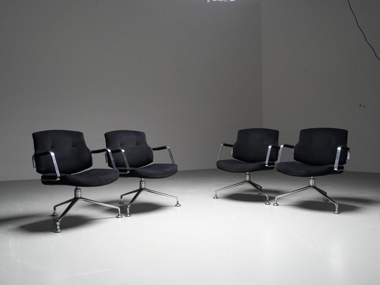 Set of 4 FK 84 Armchairs by Fabricius and Kastholm in Velvet and Metal, 1960's