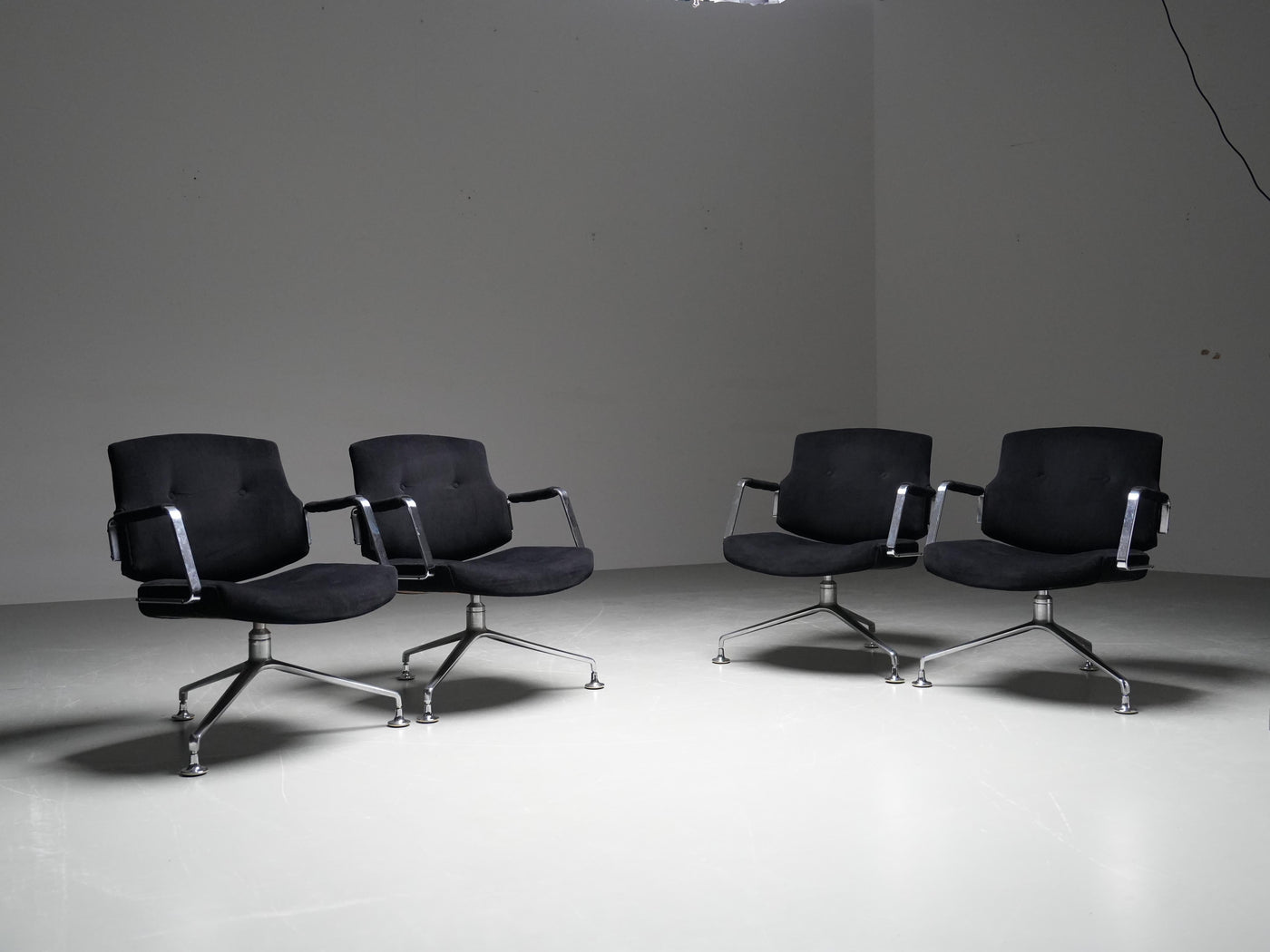 Set of 4 FK 84 Armchairs by Fabricius and Kastholm in Velvet and Metal, 1960's