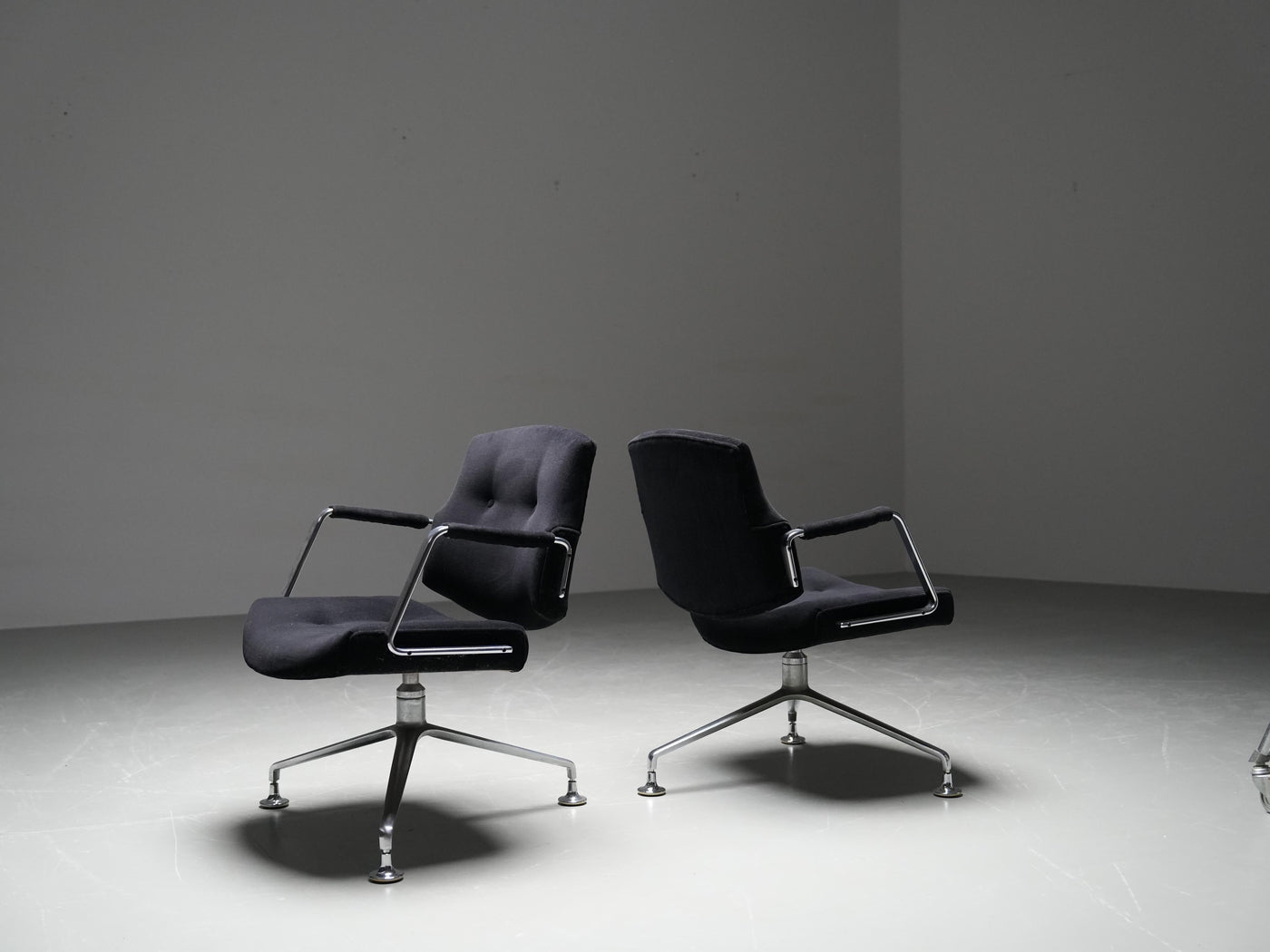 Set of 4 FK 84 Armchairs by Fabricius and Kastholm in Velvet and Metal, 1960's