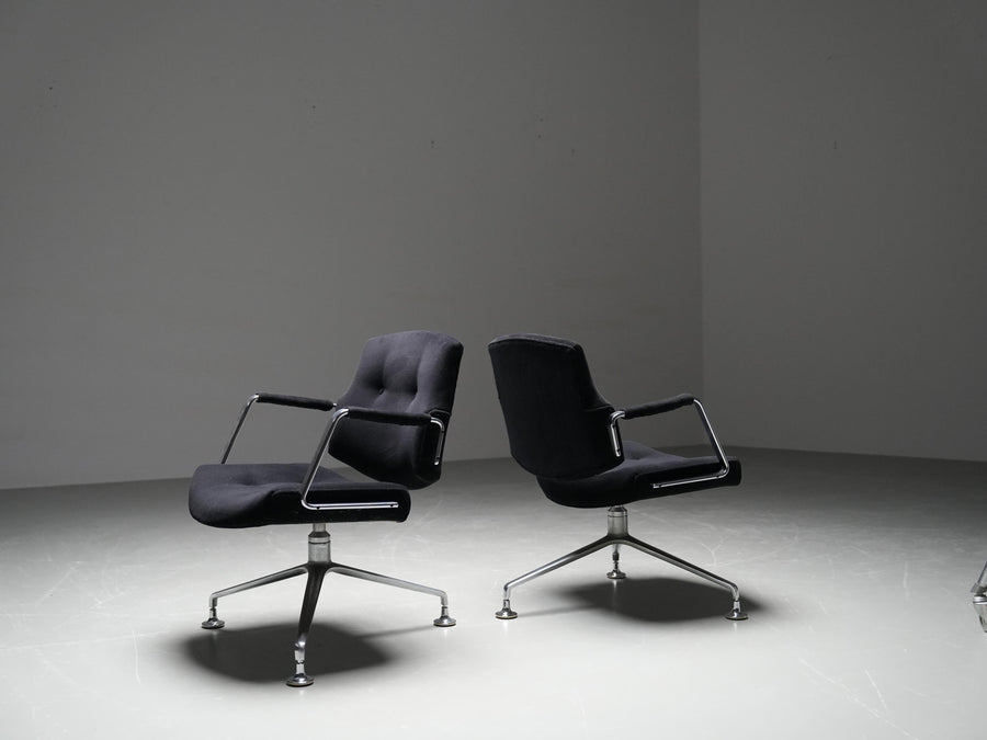 Set of 4 FK 84 Armchairs by Fabricius and Kastholm in Velvet and Metal, 1960's