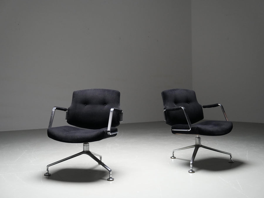 Set of 4 FK 84 Armchairs by Fabricius and Kastholm in Velvet and Metal, 1960's