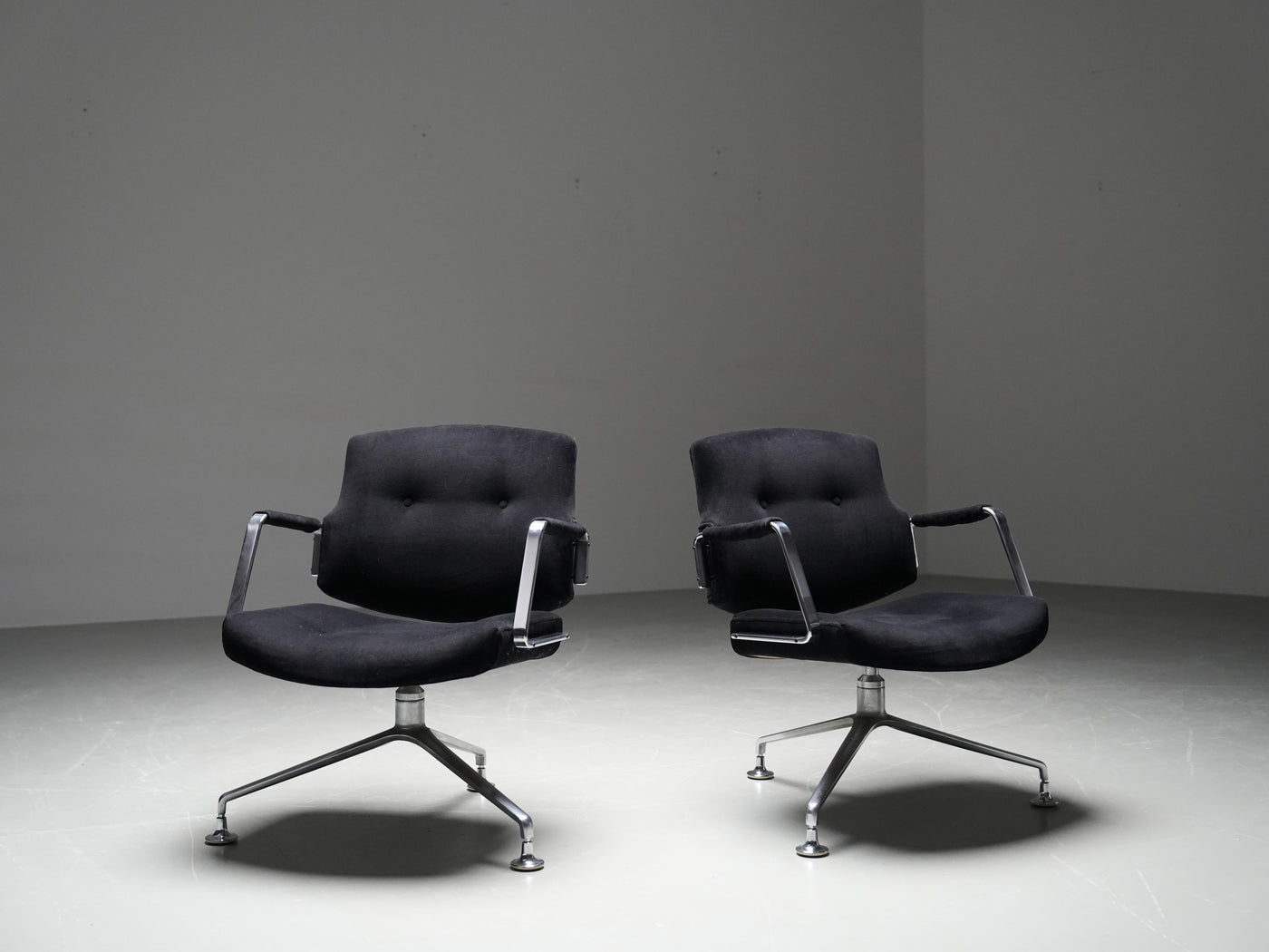 Set of 4 FK 84 Armchairs by Fabricius and Kastholm in Velvet and Metal, 1960's