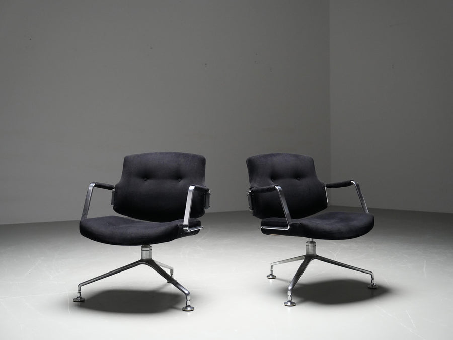 Set of 4 FK 84 Armchairs by Fabricius and Kastholm in Velvet and Metal, 1960's