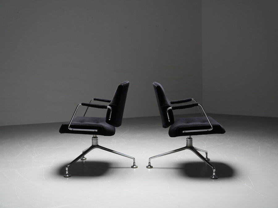 Set of 4 FK 84 Armchairs by Fabricius and Kastholm in Velvet and Metal, 1960's