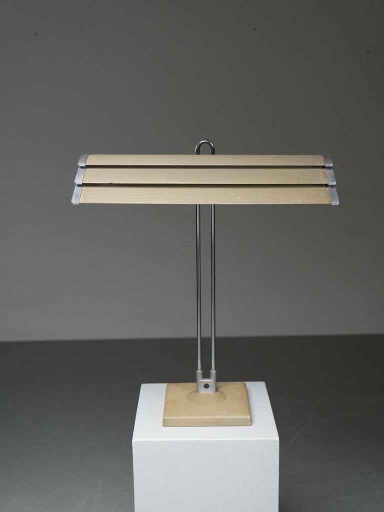 Desk Lamp in Casted Iron, Steel and Ribbed Aluminium, France, 1960's