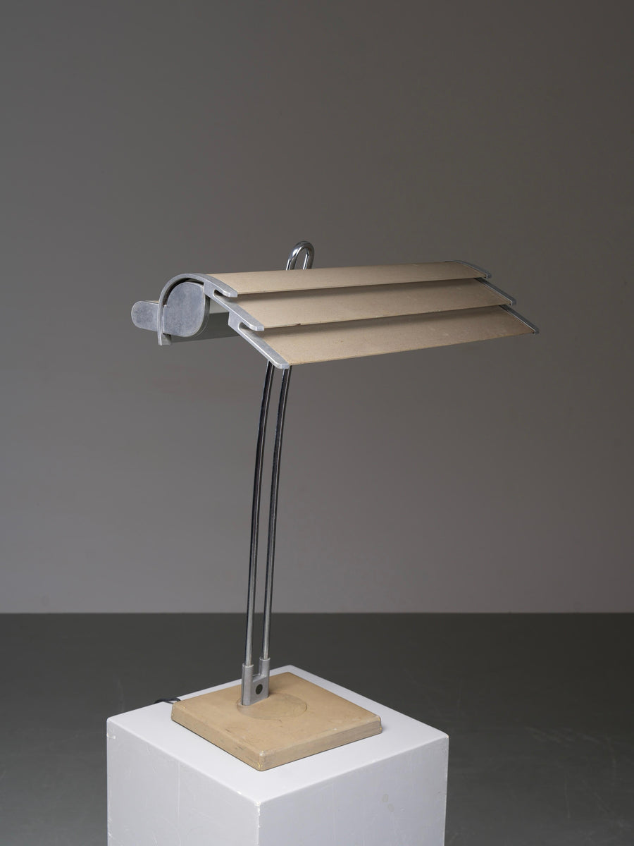 Desk Lamp in Casted Iron, Steel and Ribbed Aluminium, France, 1960's