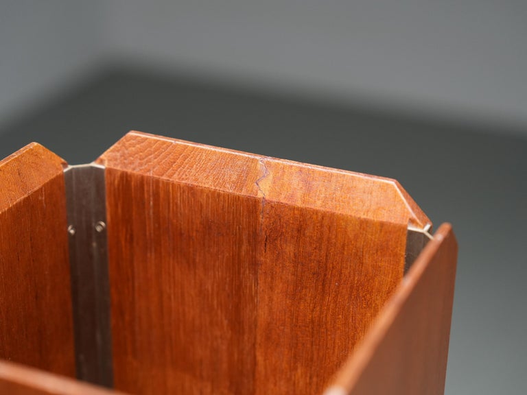Ico Parisi Umbrella Stand for Stildomus in Walnut and Metal, Italy, 1950's