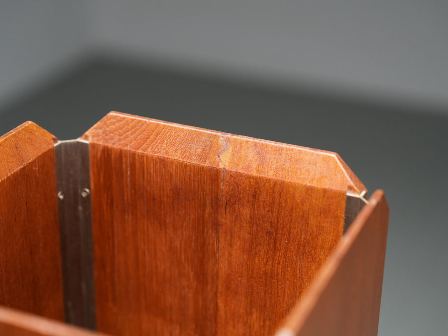 Ico Parisi Umbrella Stand for Stildomus in Walnut and Metal, Italy, 1950's