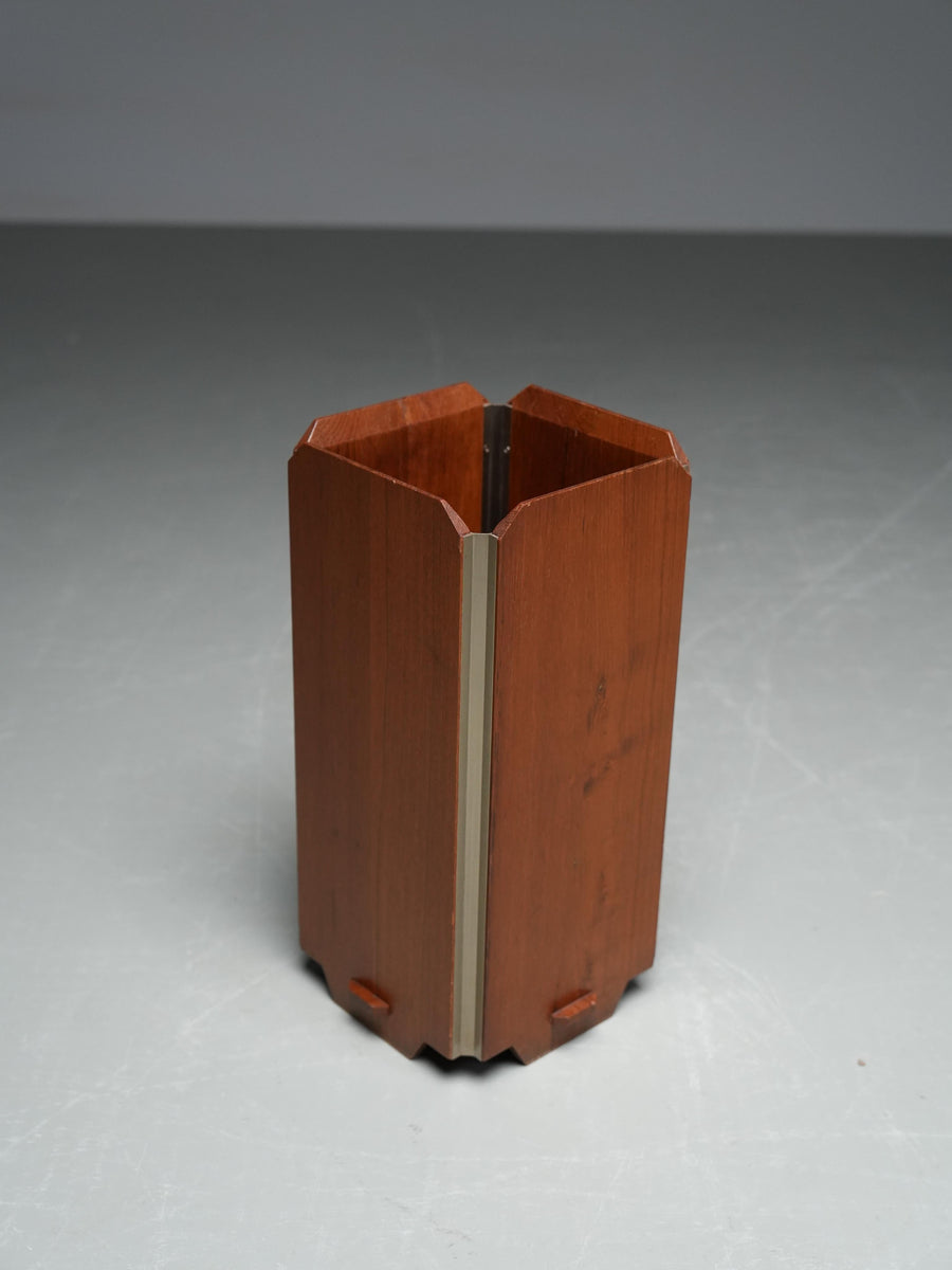 Ico Parisi Umbrella Stand for Stildomus in Walnut and Metal, Italy, 1950's