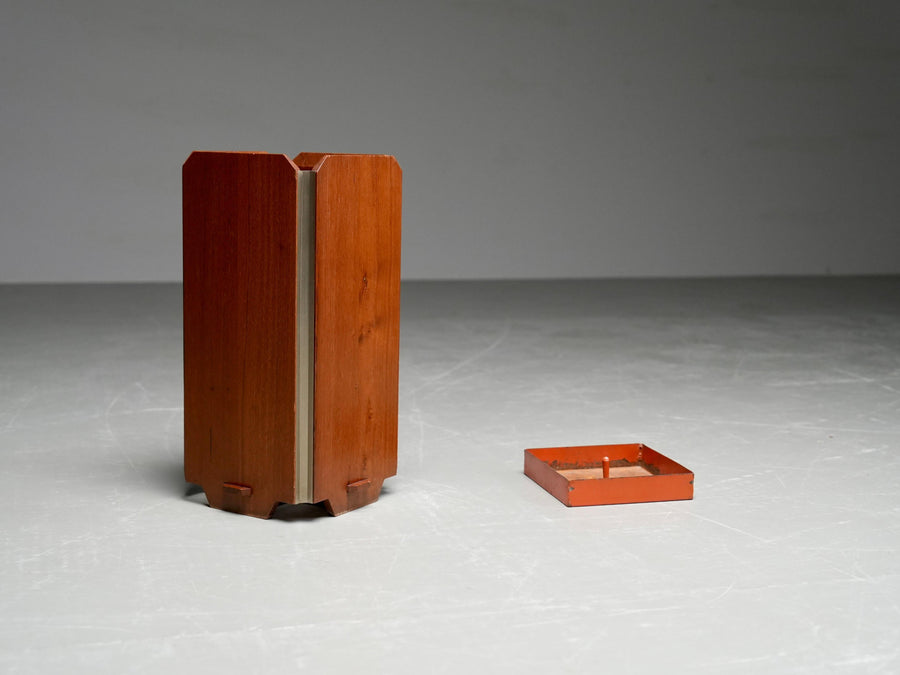 Ico Parisi Umbrella Stand for Stildomus in Walnut and Metal, Italy, 1950's