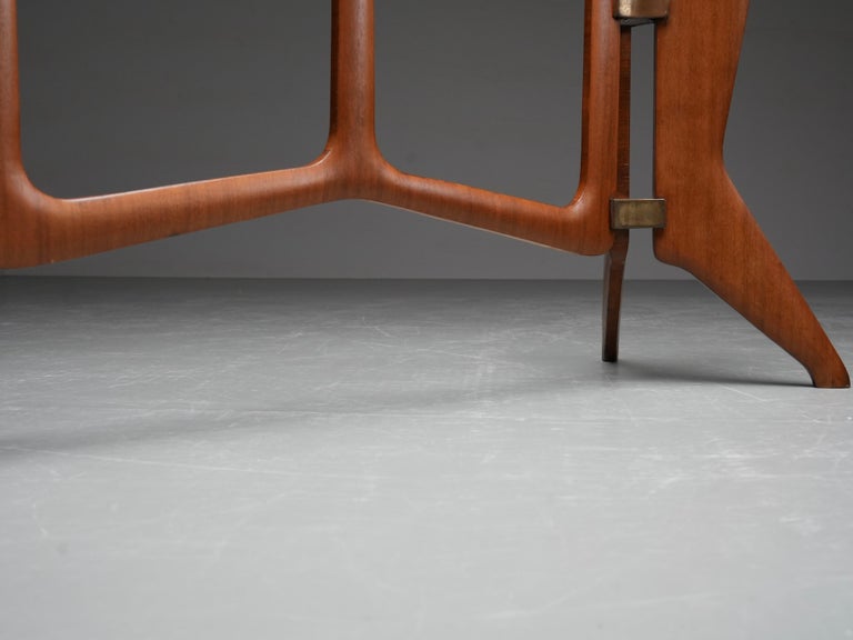 Ariberto Colombo Dining Room Table in Walnut, Glass and Brass, Italy, 1950's