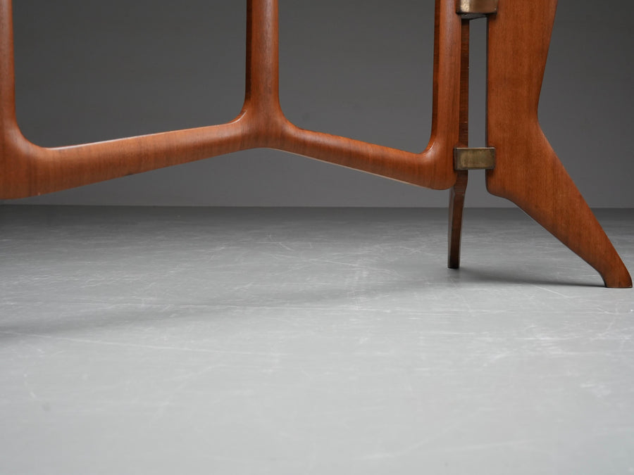 Ariberto Colombo Dining Room Table in Walnut, Glass and Brass, Italy, 1950's