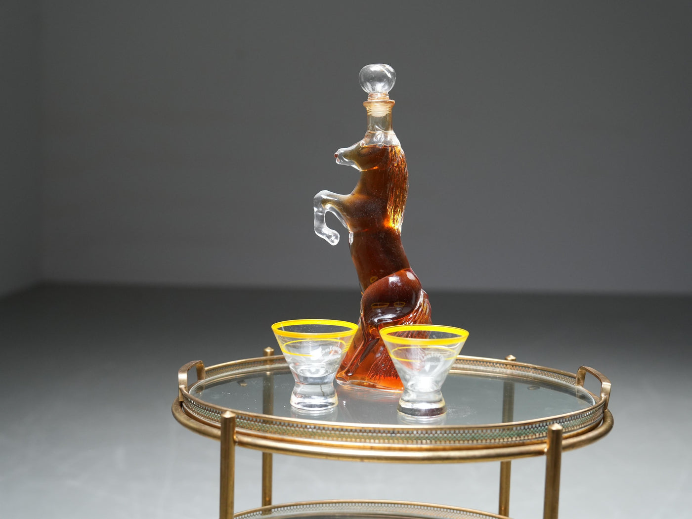 Bar Cart by Maison Jansen in Brass and Glass, France, 1960's
