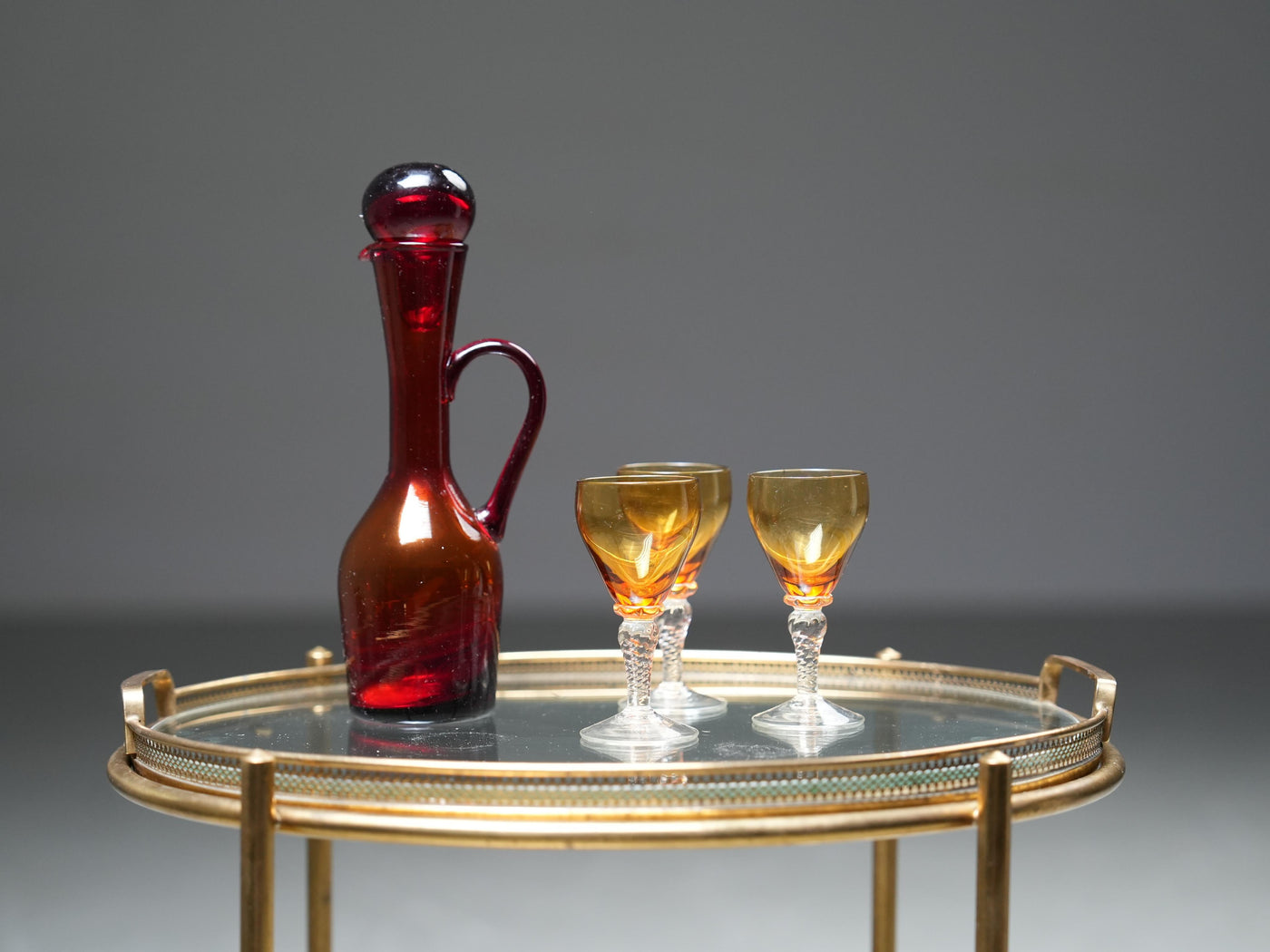 Bar Cart by Maison Jansen in Brass and Glass, France, 1960's