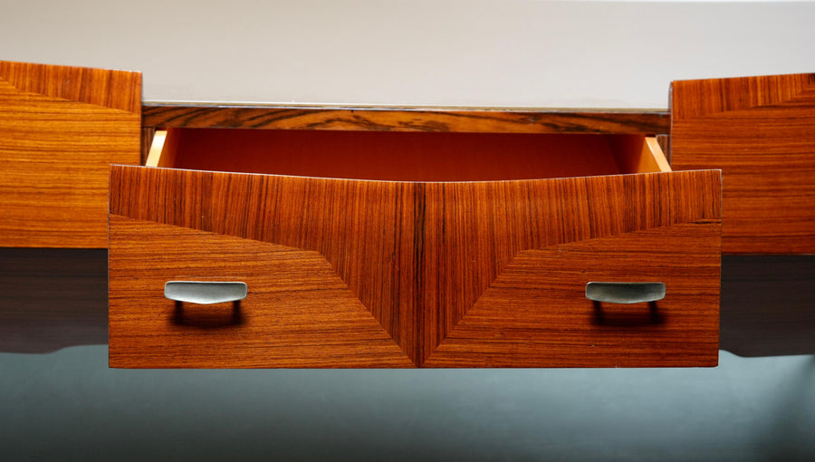 Italian Credenza with Mirror in Wood, Glass and Brass, Italy, 1960's