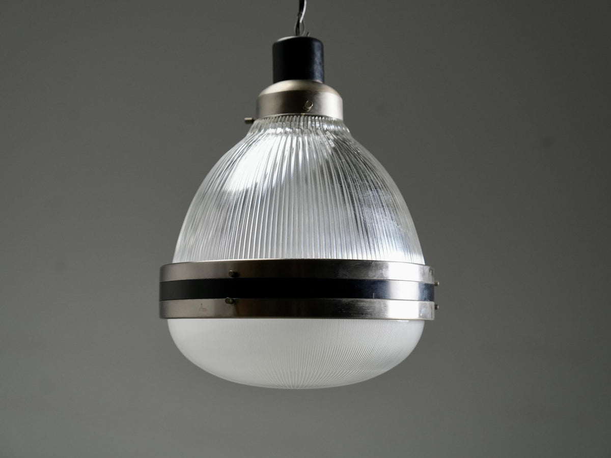 Pendant in Black Painted Metal and Glass, Italy, 1960's