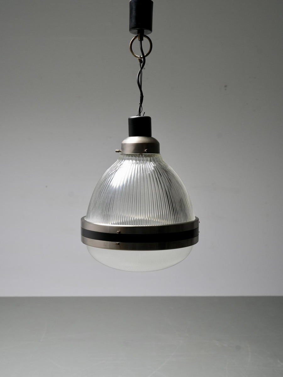 Pendant in Black Painted Metal and Glass, Italy, 1960's