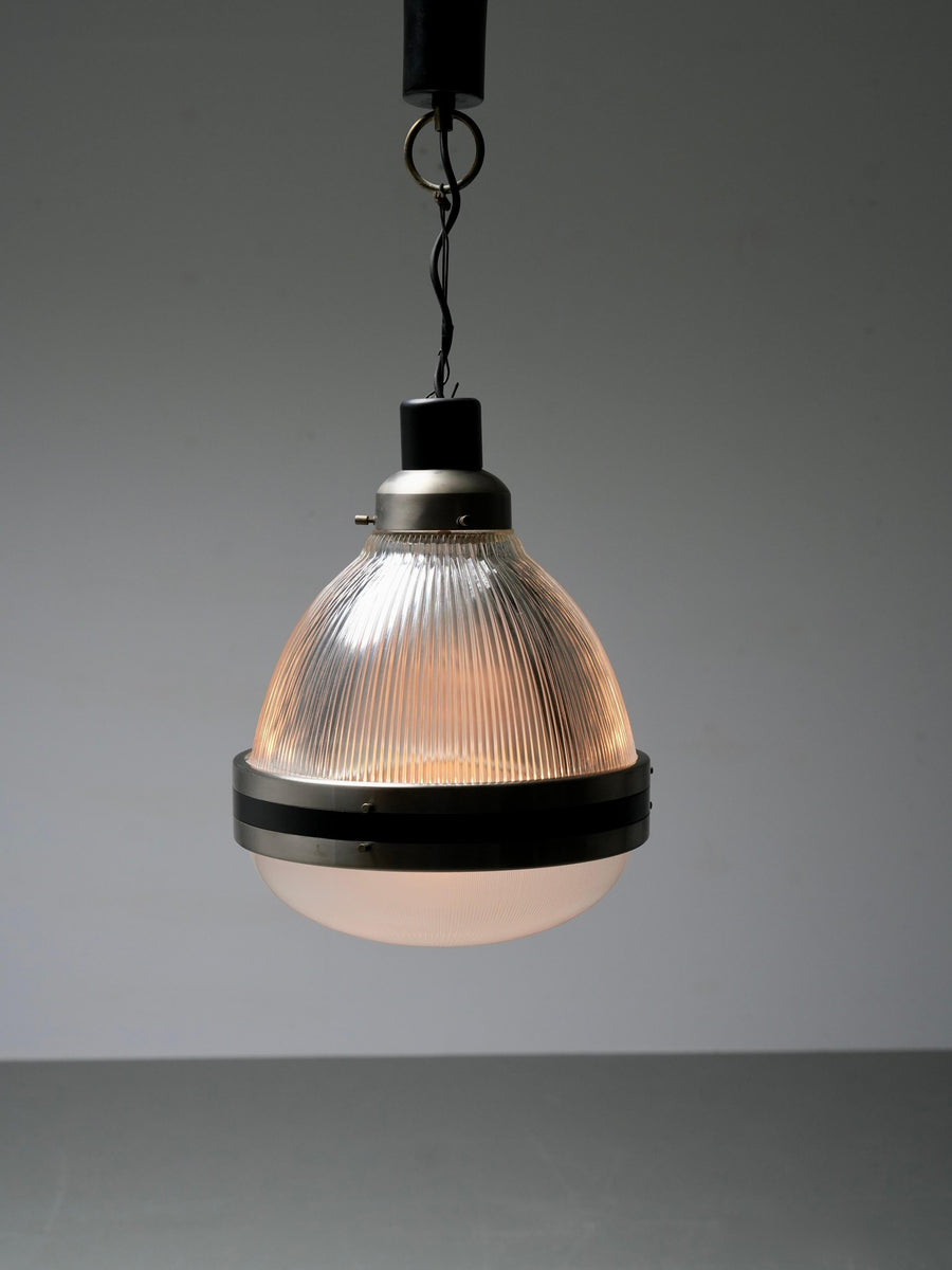Pendant in Black Painted Metal and Glass, Italy, 1960's