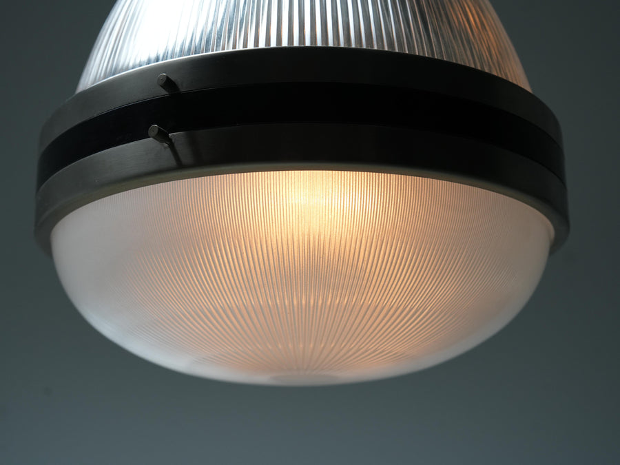 Pendant in Black Painted Metal and Glass, Italy, 1960's