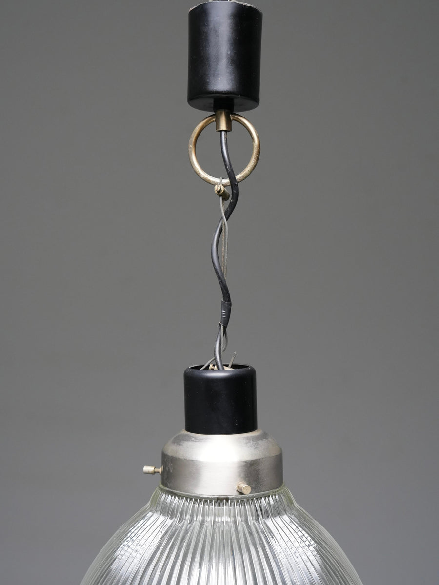 Pendant in Black Painted Metal and Glass, Italy, 1960's