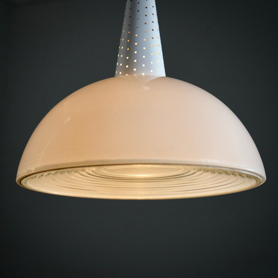 Set of 2 Mathieu Matégot for Holophane Ceiling Lamps in Metal and Glass, 1960's
