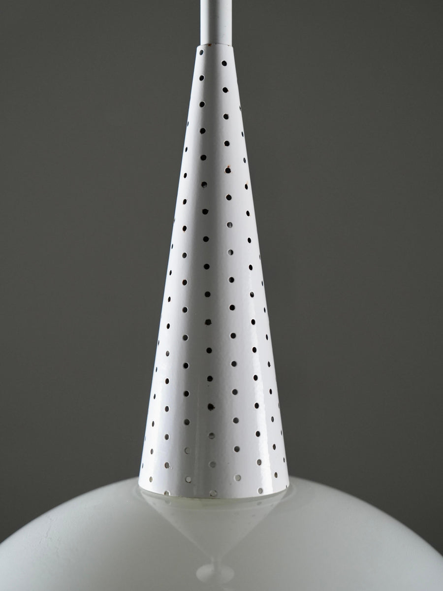 Set of 2 Mathieu Matégot for Holophane Ceiling Lamps in Metal and Glass, 1960's