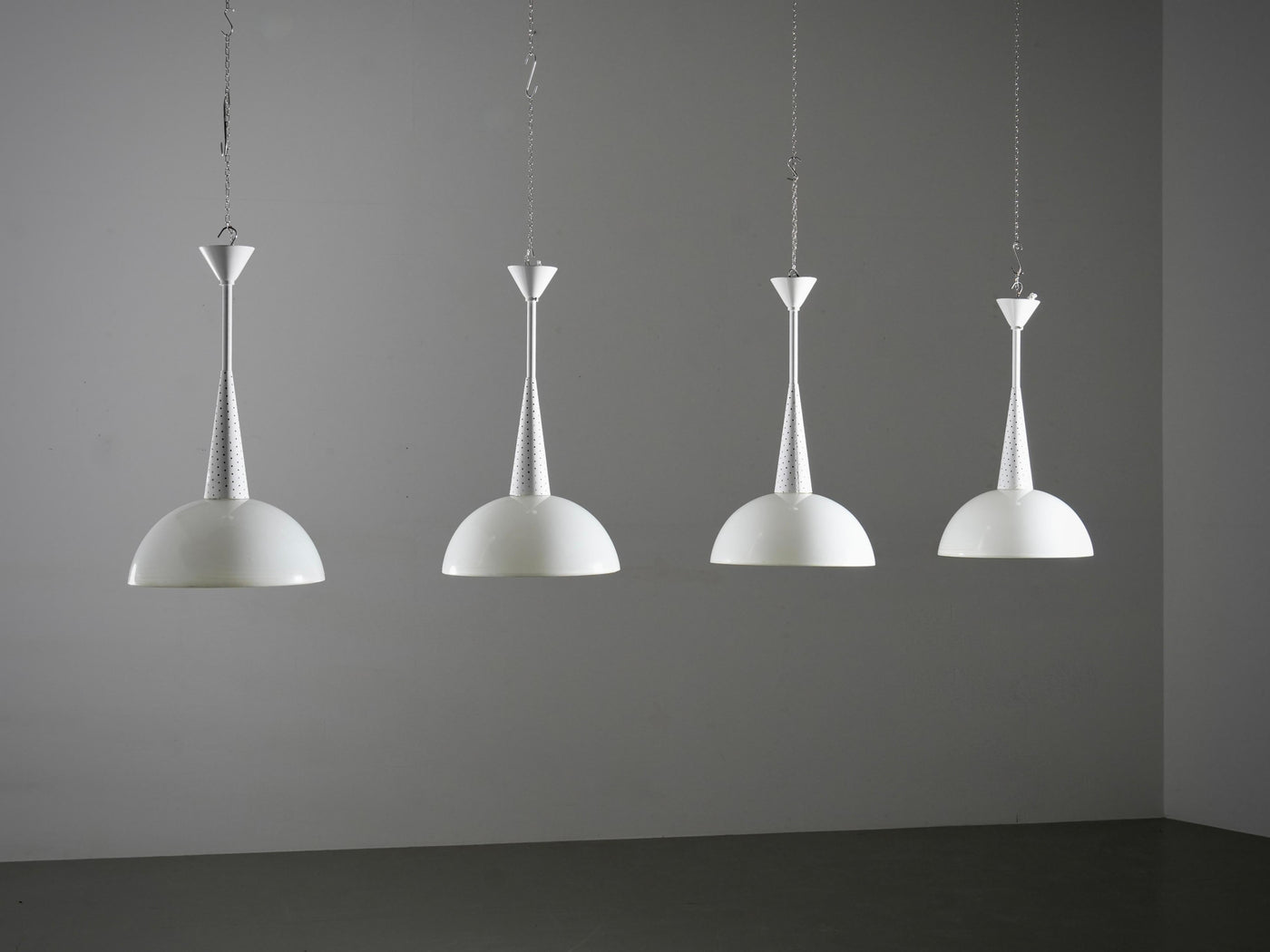 Set of 2 Mathieu Matégot for Holophane Ceiling Lamps in Metal and Glass, 1960's