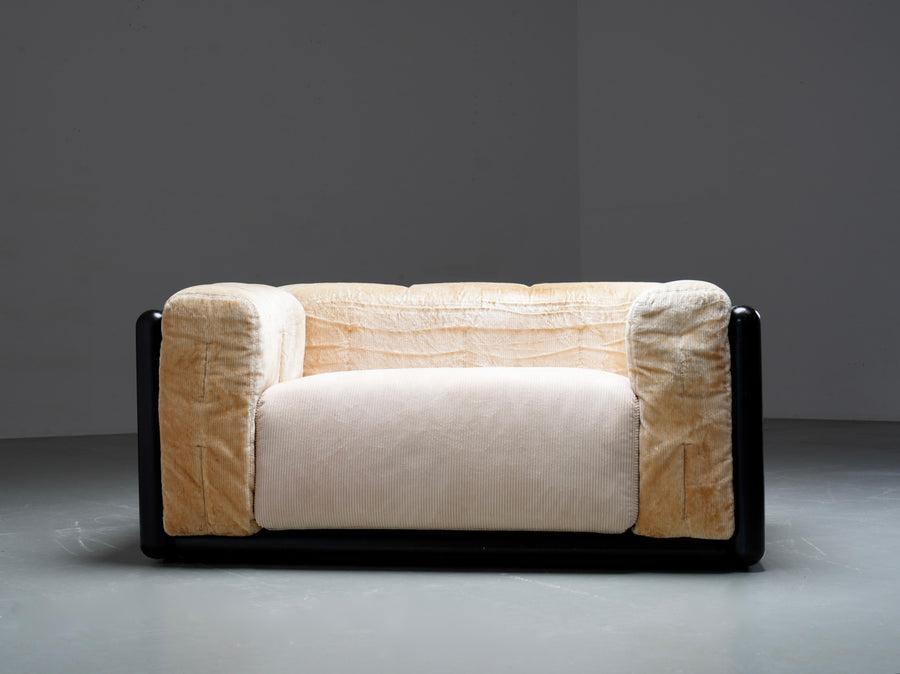 Carlo Scarpa 'Cornaro' Love Seat in Iroko Wood for Simon, Italy, 1970's