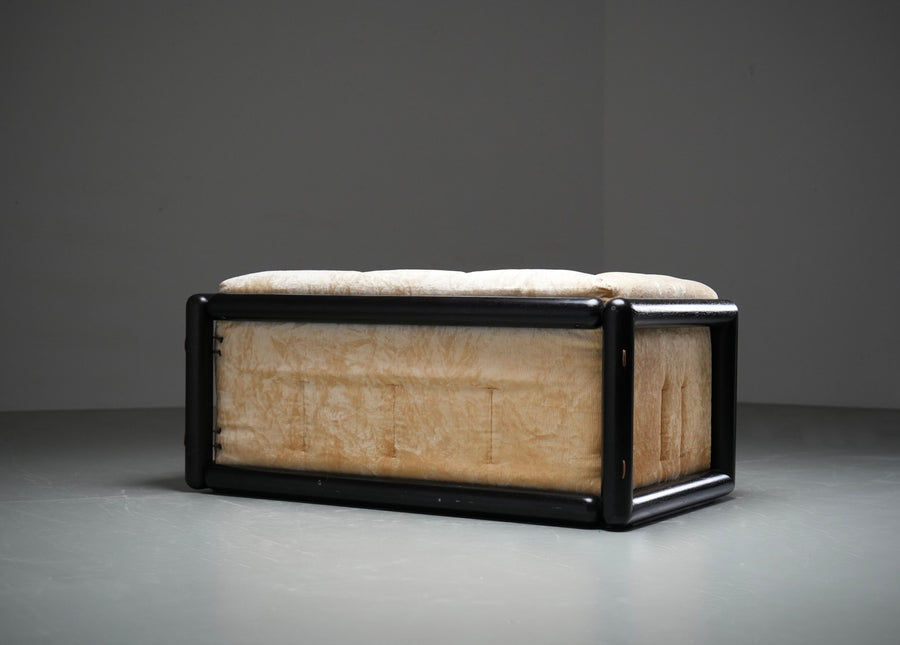 Carlo Scarpa 'Cornaro' Love Seat in Iroko Wood for Simon, Italy, 1970's