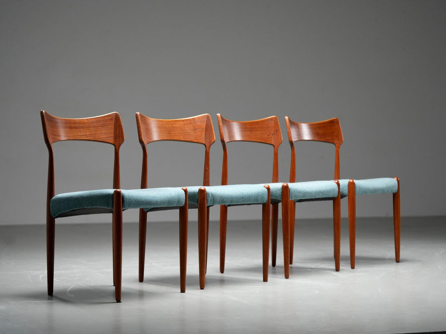 Set of 4 Teak Dining Chairs by C. Linneberg & B. Pedersen, 1970s