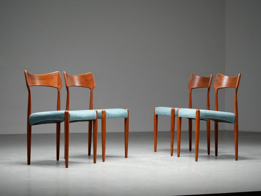 Set of 4 Teak Dining Chairs by C. Linneberg & B. Pedersen, 1970s