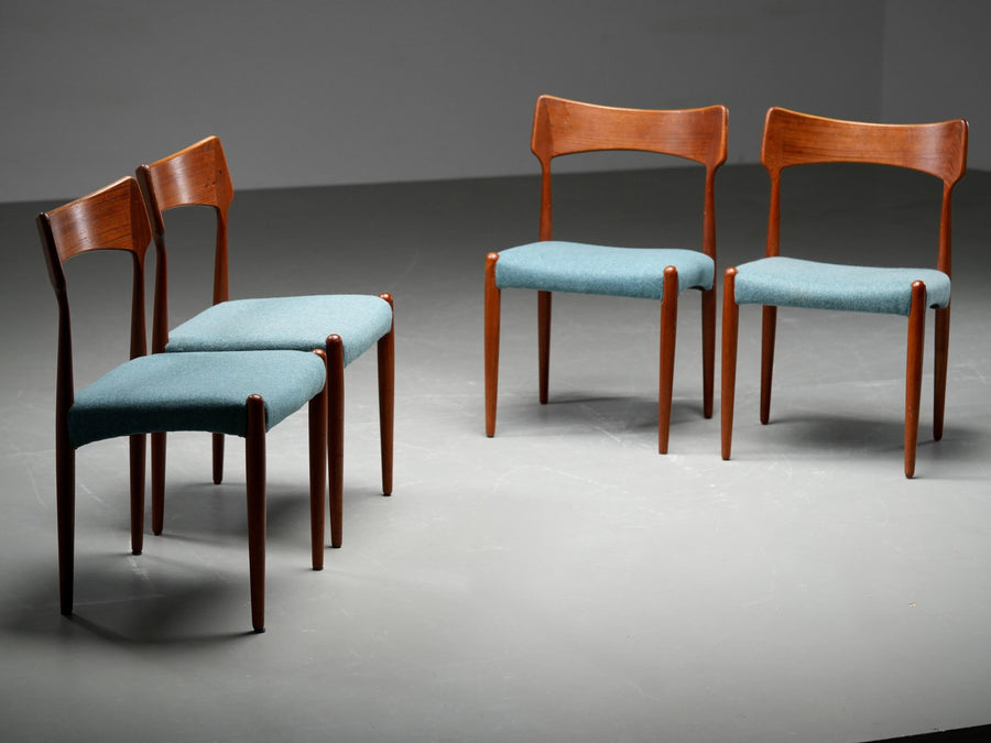 Set of 4 Teak Dining Chairs by C. Linneberg & B. Pedersen, 1970s