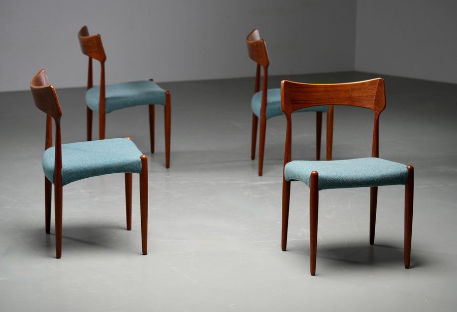 Set of 4 Teak Dining Chairs by C. Linneberg & B. Pedersen, 1970s