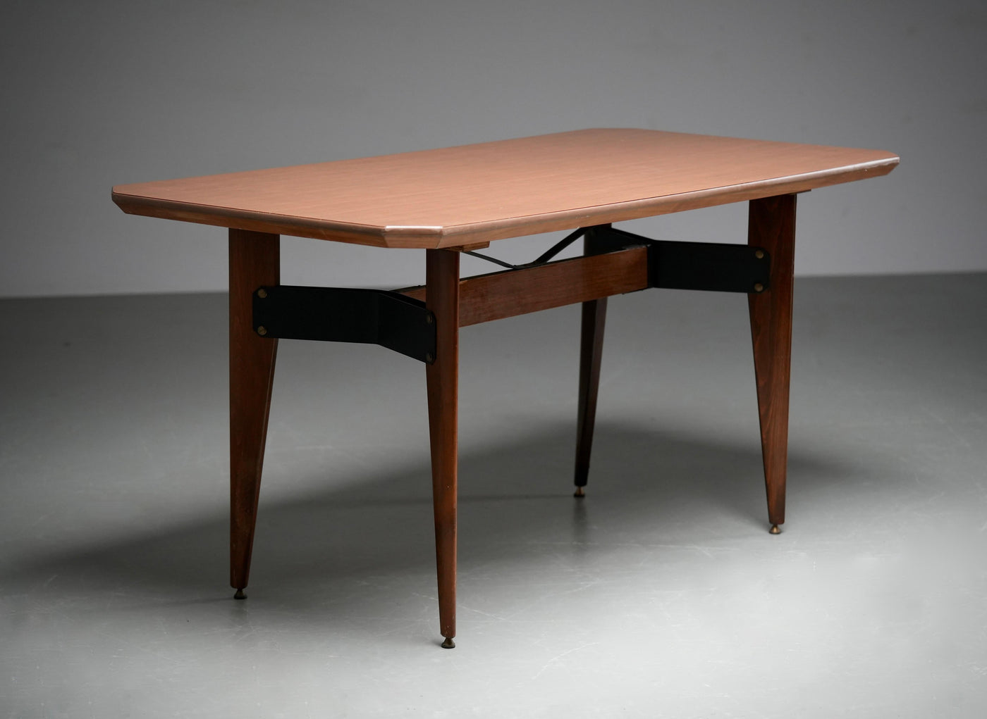Carlo Ratti Dining Table in Wood and Metal, Italy, 1960's