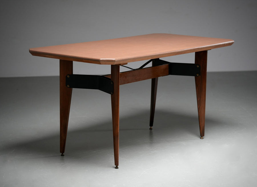 Carlo Ratti Dining Table in Wood and Metal, Italy, 1960's