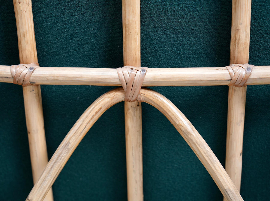 Set of Two Rattan Lounge Chairs, in Green Wool, Italy, 1970's