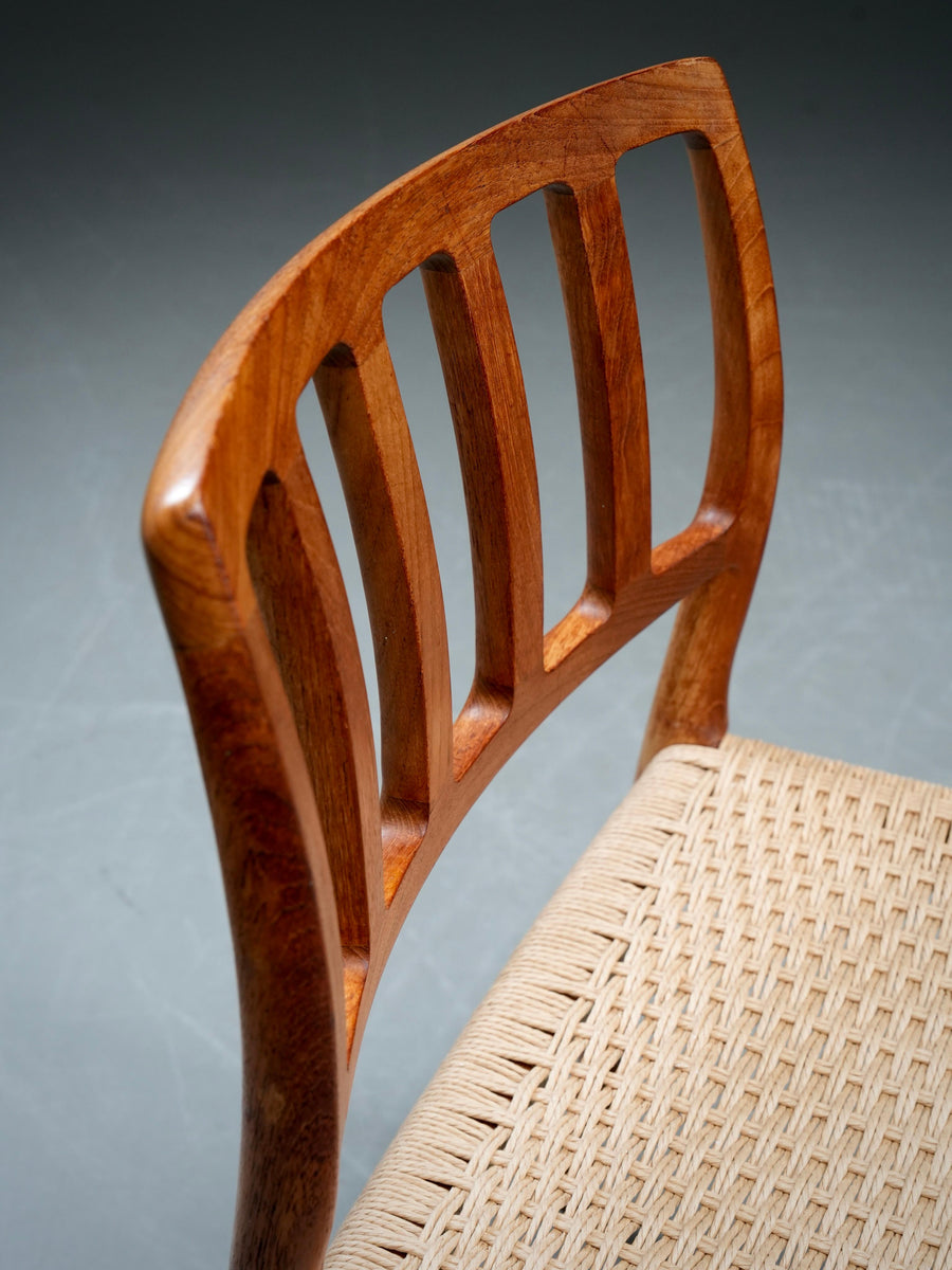 Set of 4 Niels Otto Møller Dining Chairs in Teak and Papercord, Denmark, 1960's