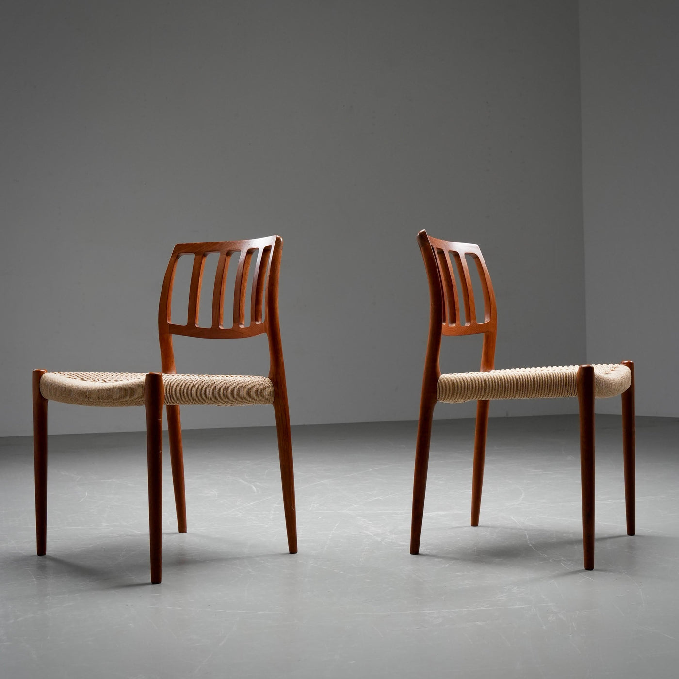 Set of 4 Niels Otto Møller Dining Chairs in Teak and Papercord, Denmark, 1960's