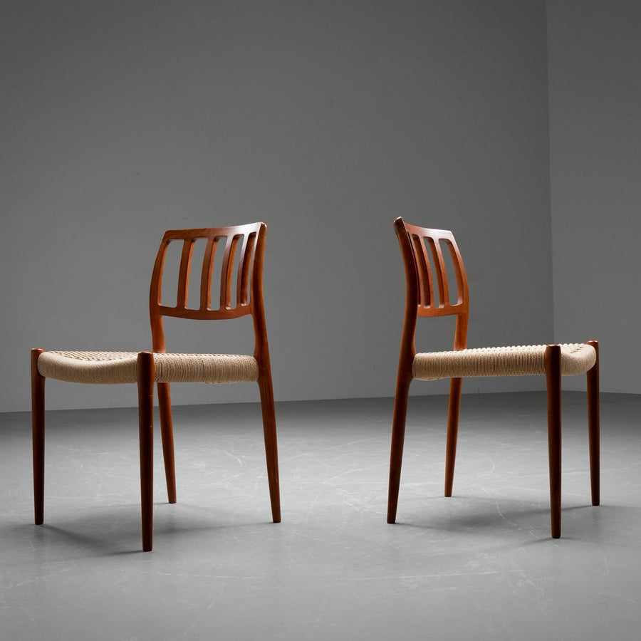 Set of 4 Niels Otto Møller Dining Chairs in Teak and Papercord, Denmark, 1960's