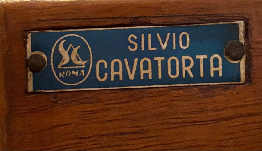 Writing Desk by Silvio Cavatorta in Solid Walnut and Glass, Italy, 1950's