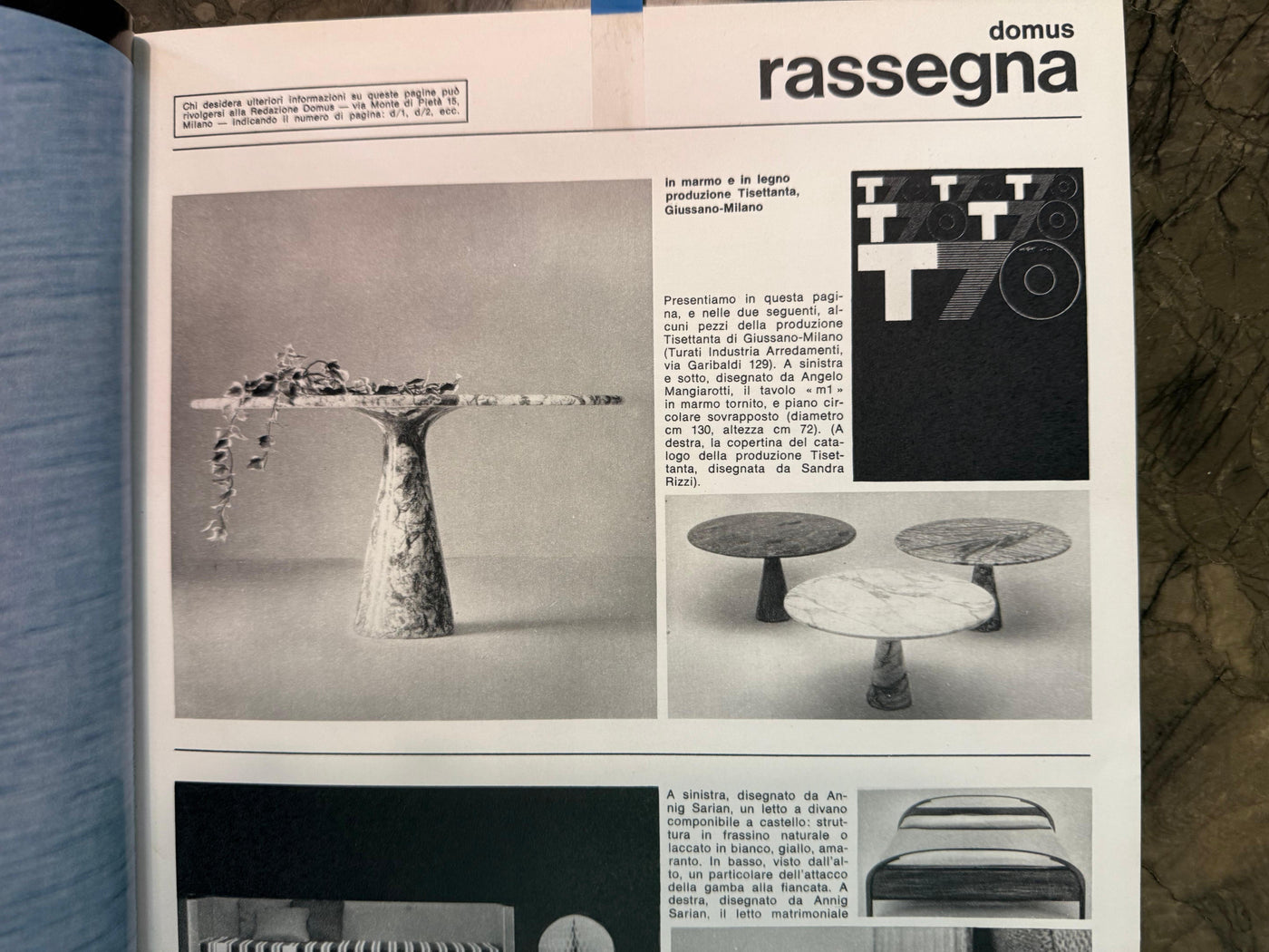 A. Mangiarotti M1 Dining Table for Tisettanta early production in Marble, 1969