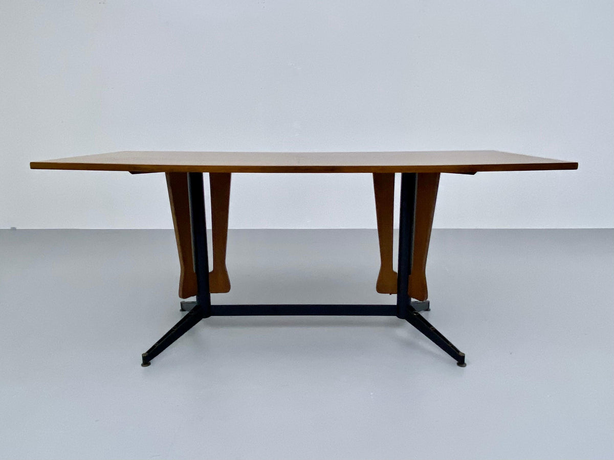Carlo Ratti Dining Table in Wood and Metal, Italy, 1960's