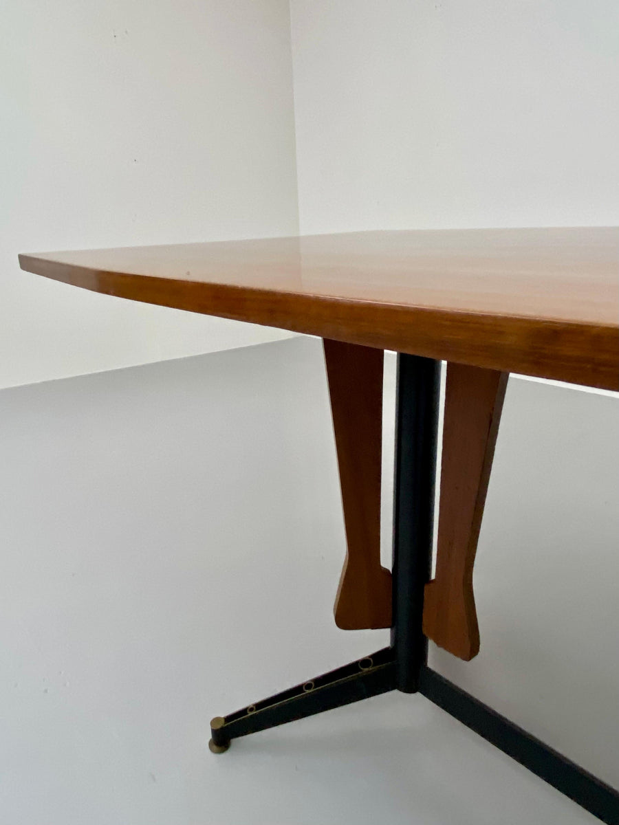 Carlo Ratti Dining Table in Wood and Metal, Italy, 1960's