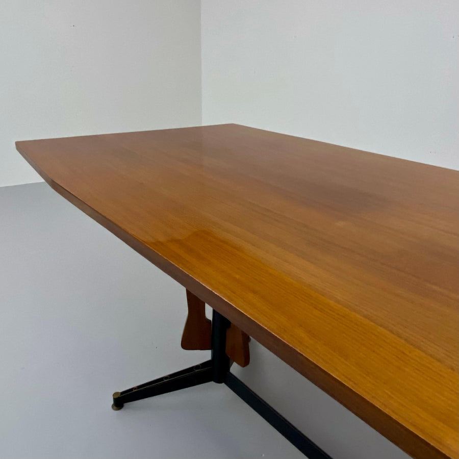 Carlo Ratti Dining Table in Wood and Metal, Italy, 1960's