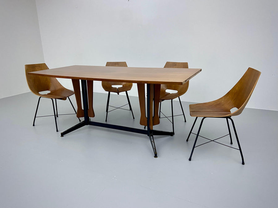 Carlo Ratti Dining Table in Wood and Metal, Italy, 1960's